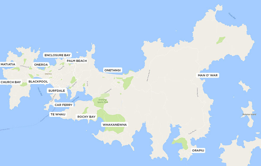 Map of Waiheke Island